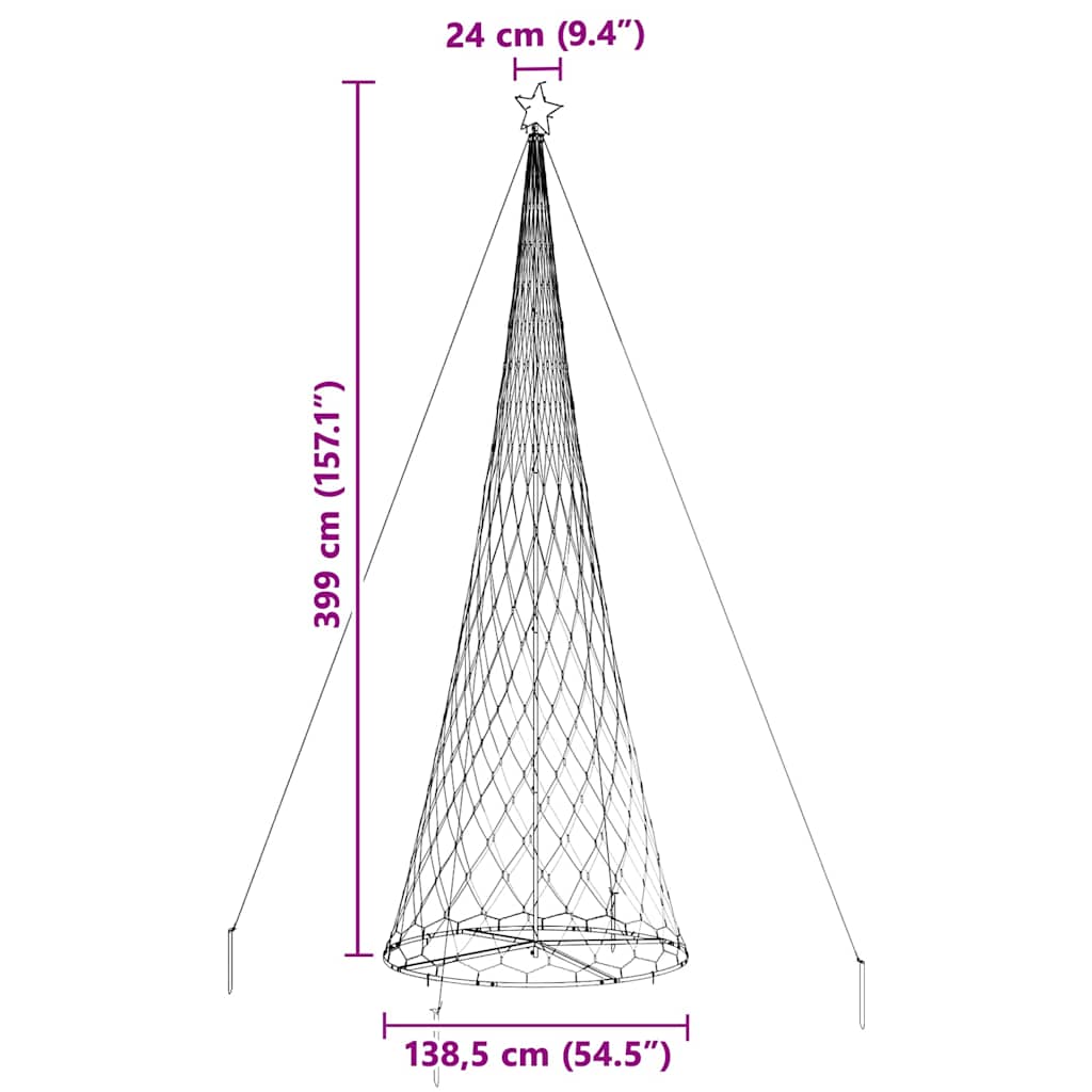 LED-Weihnachtsbaum Blau 138,5 x 138,5 x 399 cm Metall