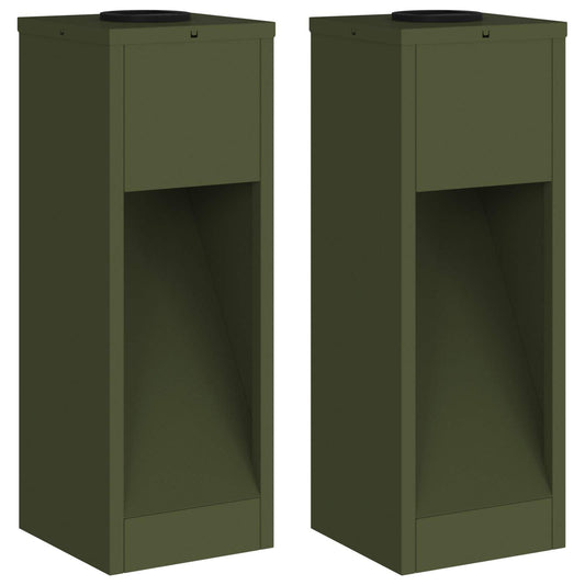 Solar LED Wegeleuchte 2 pcs Olive Grün Kalt gewalzter Stahl