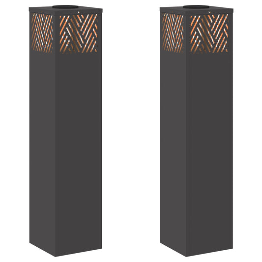 Solar LED Weg Licht 2 pcs Schwarz Kalt gewalzter Stahl