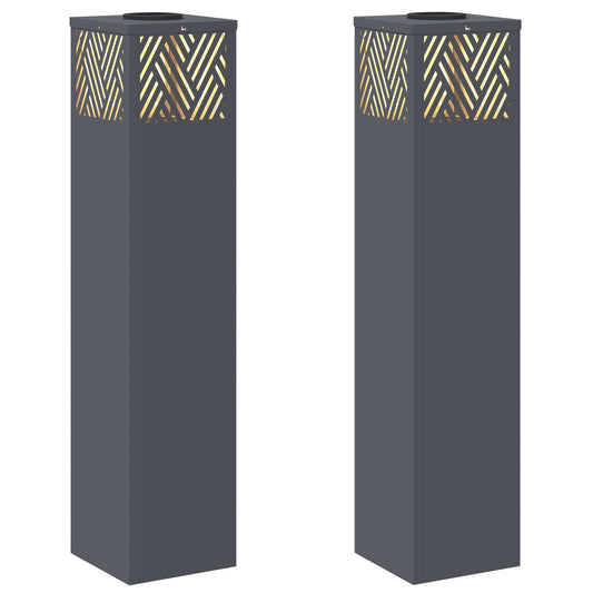 Solar LED Weg Licht 2 pcs Anthrazit Kalt gewalzter Stahl