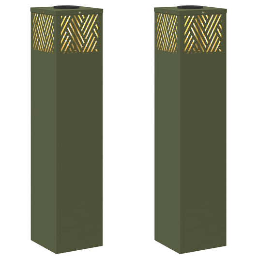 Solar LED Weg Licht 2 pcs Olive Grün Kalt gewalzter Stahl