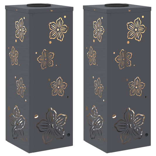 Solar LED Weg Licht 2 pcs Anthrazit Kalt gewalzter Stahl