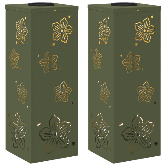 Solar LED Weg Licht 2 pcs Olive Grün Kalt gewalzter Stahl