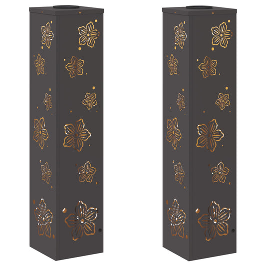 Solar LED Weg Licht 2 pcs Schwarz Kalt gewalzter Stahl