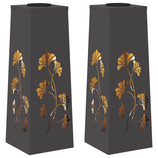 Solar LED Weg Licht 2 pcs Schwarz Kalt gewalzter Stahl