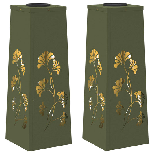 Solar LED Weg Licht 2 pcs Olive Grün Kalt gewalzter Stahl