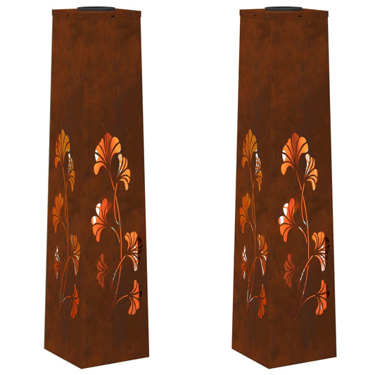 Luce solare a LED da giardino, 2 pezzi, in acciaio resistente alle intemperie e antiruggine