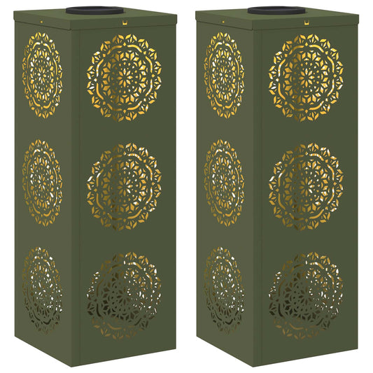 Solar LED Weg Licht 2 pcs Olive Grün Kalt gewalzter Stahl