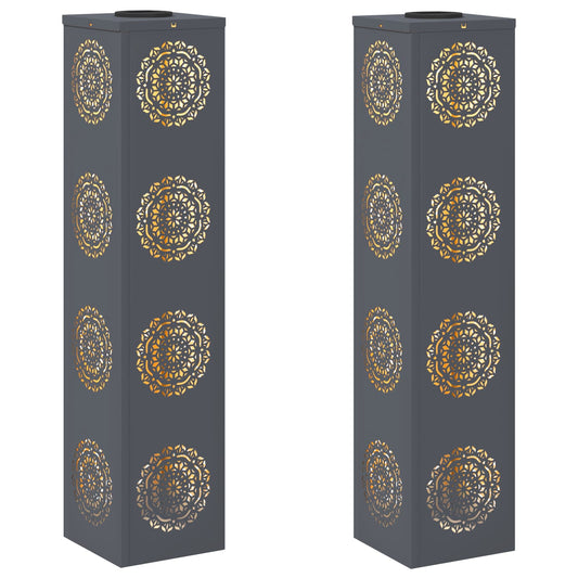 Solar LED Weg Licht 2 pcs Anthrazit Kalt gewalzter Stahl