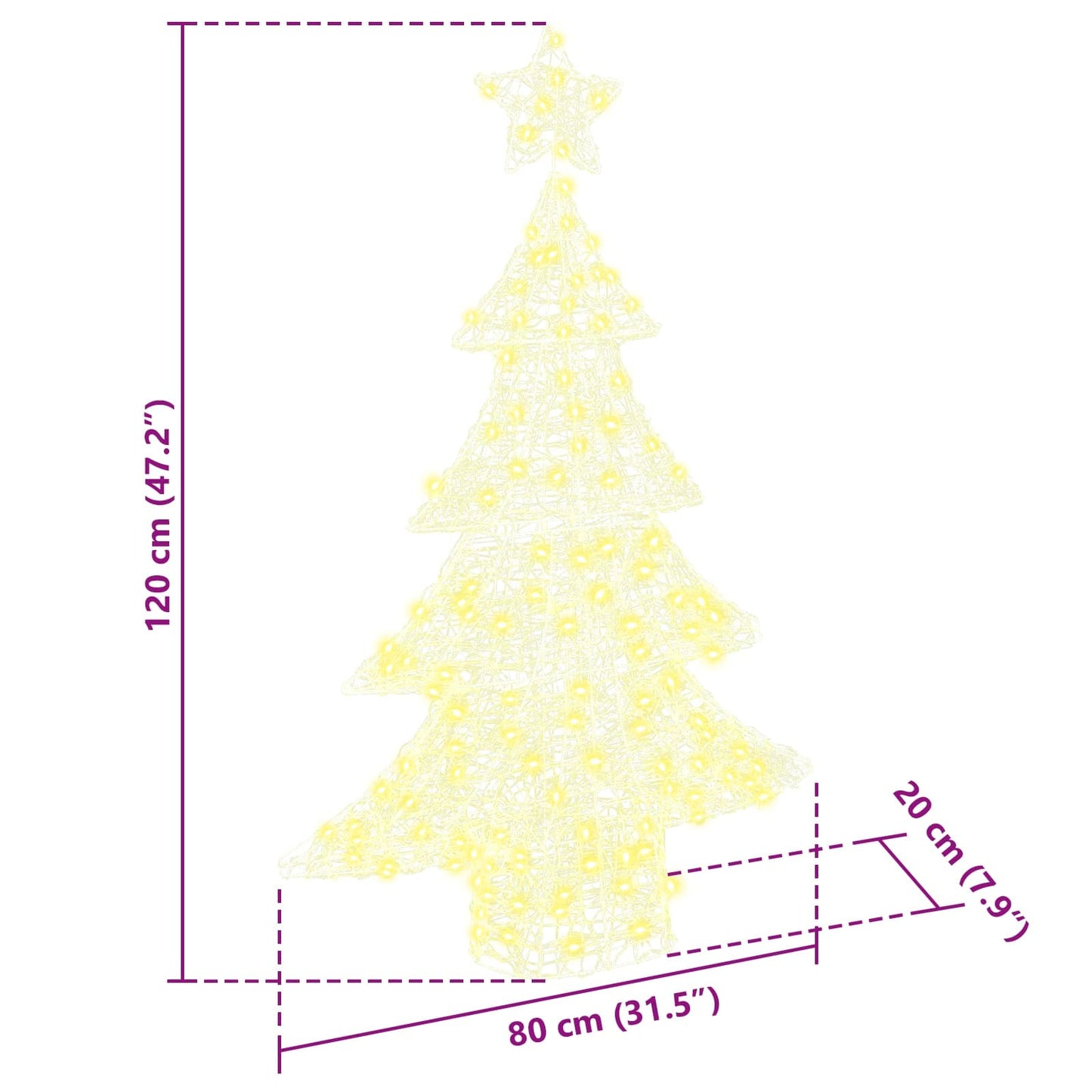 Weihnachtsbaum mit 100 LEDs Warmweiß 120 cm Acryl