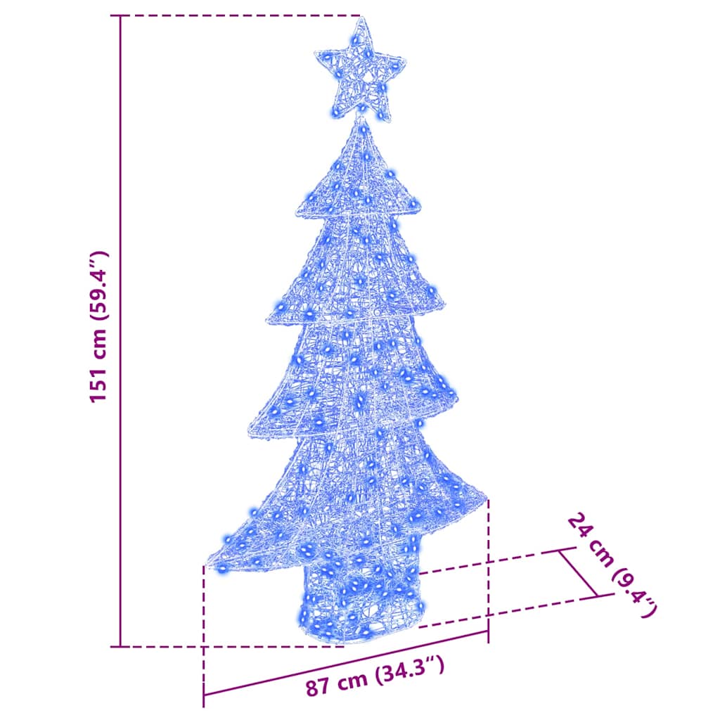 Weihnachtsbaum mit 160 LEDs Blau 150 cm Acryl