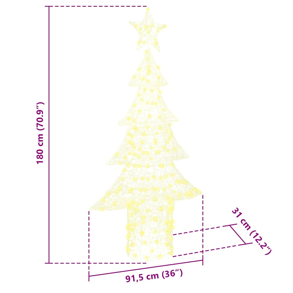 Weihnachtsbaum mit 240 LEDs Warmweiß 180 cm Acryl
