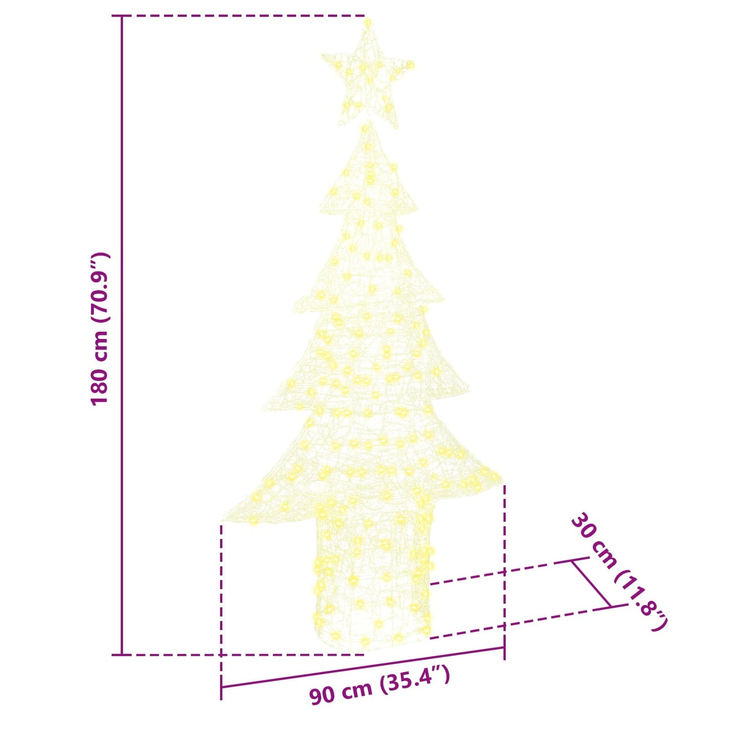 Weihnachtsbaum mit 240 LEDs Warmweiß 180 cm Acryl