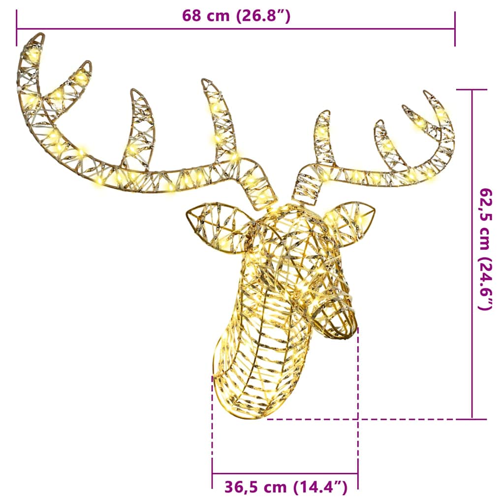 Rentier Zieh Schlitten Warmweiß 68 x 36,5 x 62,5 cm PET