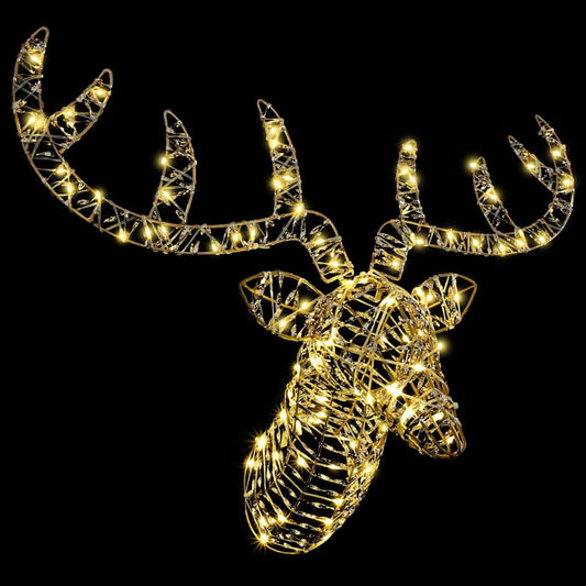 Slitta trainata da renne con 140 LED bianco caldo, 60 cm, rattan