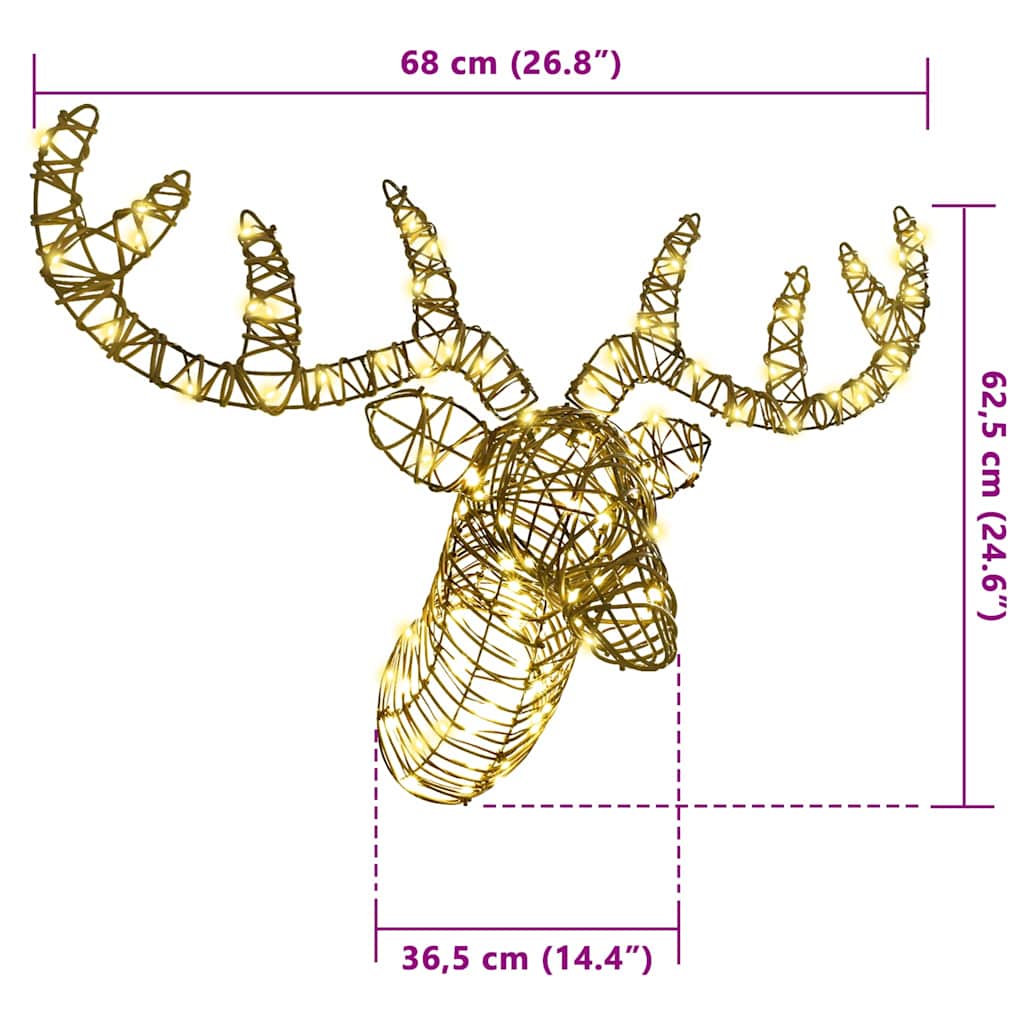 Rentier Zieh Schlitten mit 140 LEDs Warmweiß 60 cm Rattan