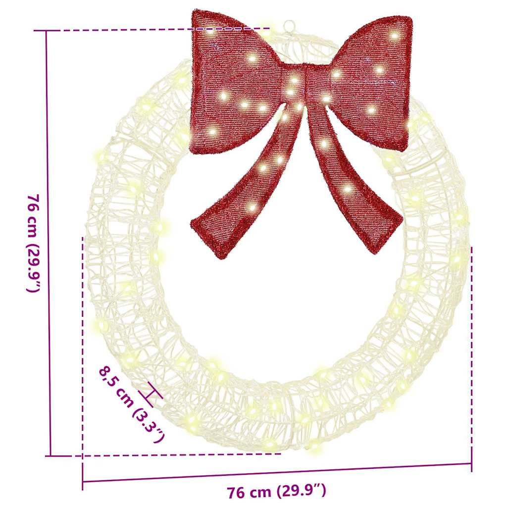 Kranz mit 60 LEDs Warmweiß 76 x 8,5 x 76 cm Acryl