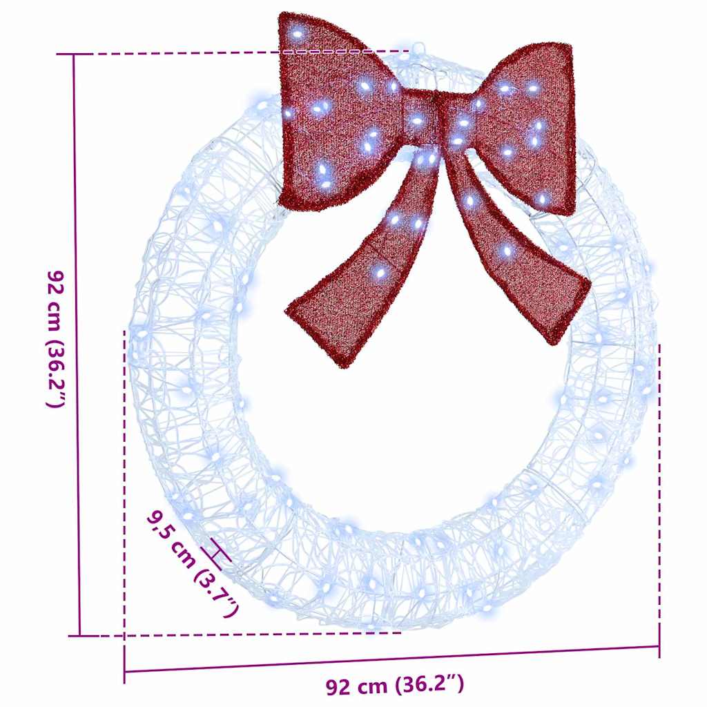 Kranz mit 80 LEDs Kaltweiß 92 x 9.5 x 92 cm Acryl