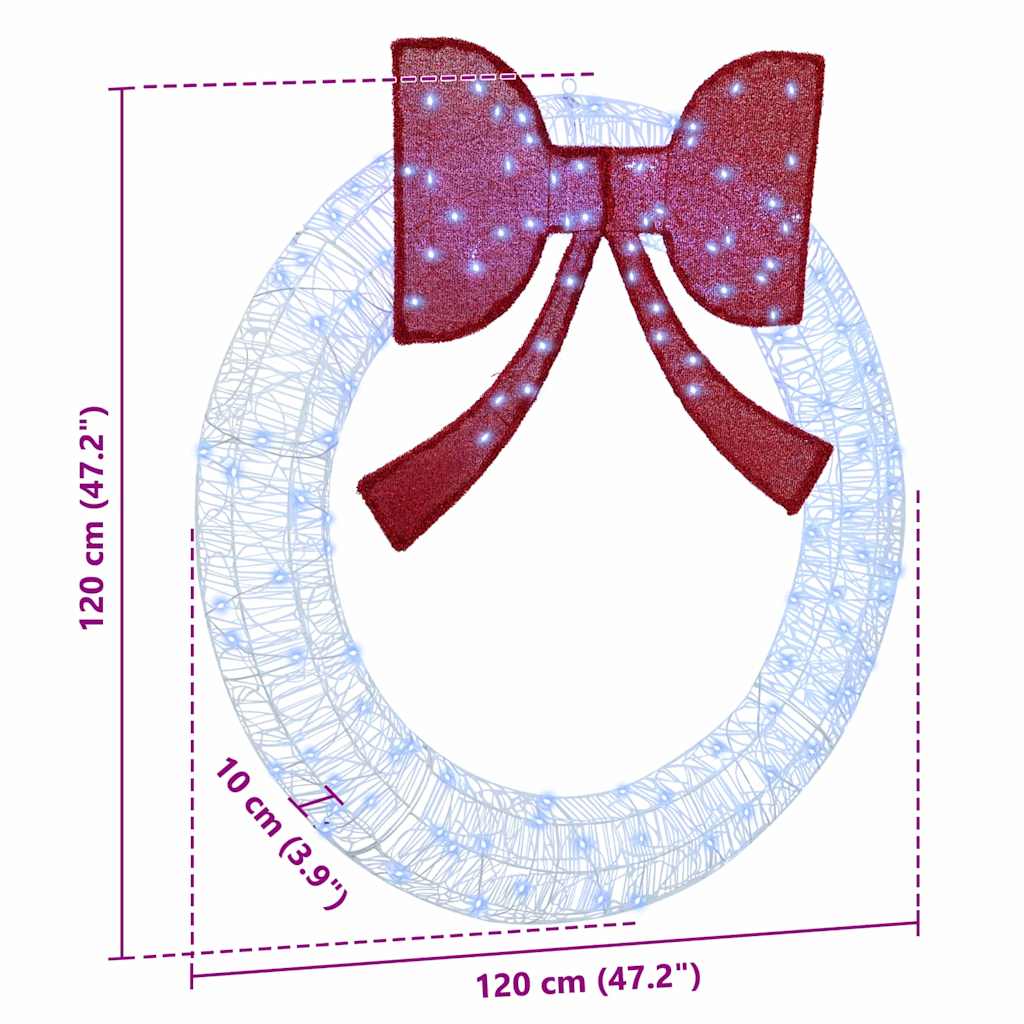 Kranz mit 150 LEDs Kaltweiß 120 cm Acryl