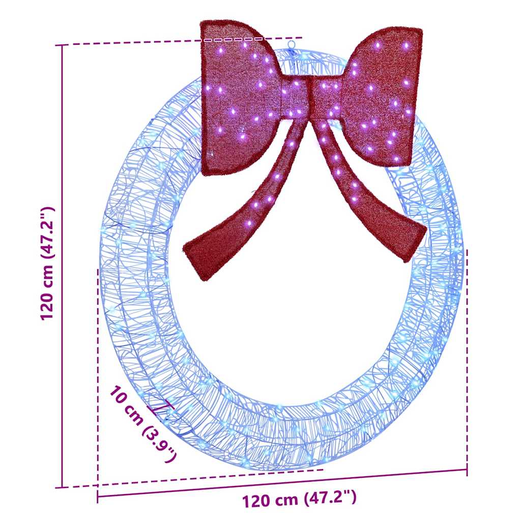 Kranz mit 150 LEDs Blau 120 cm Acryl