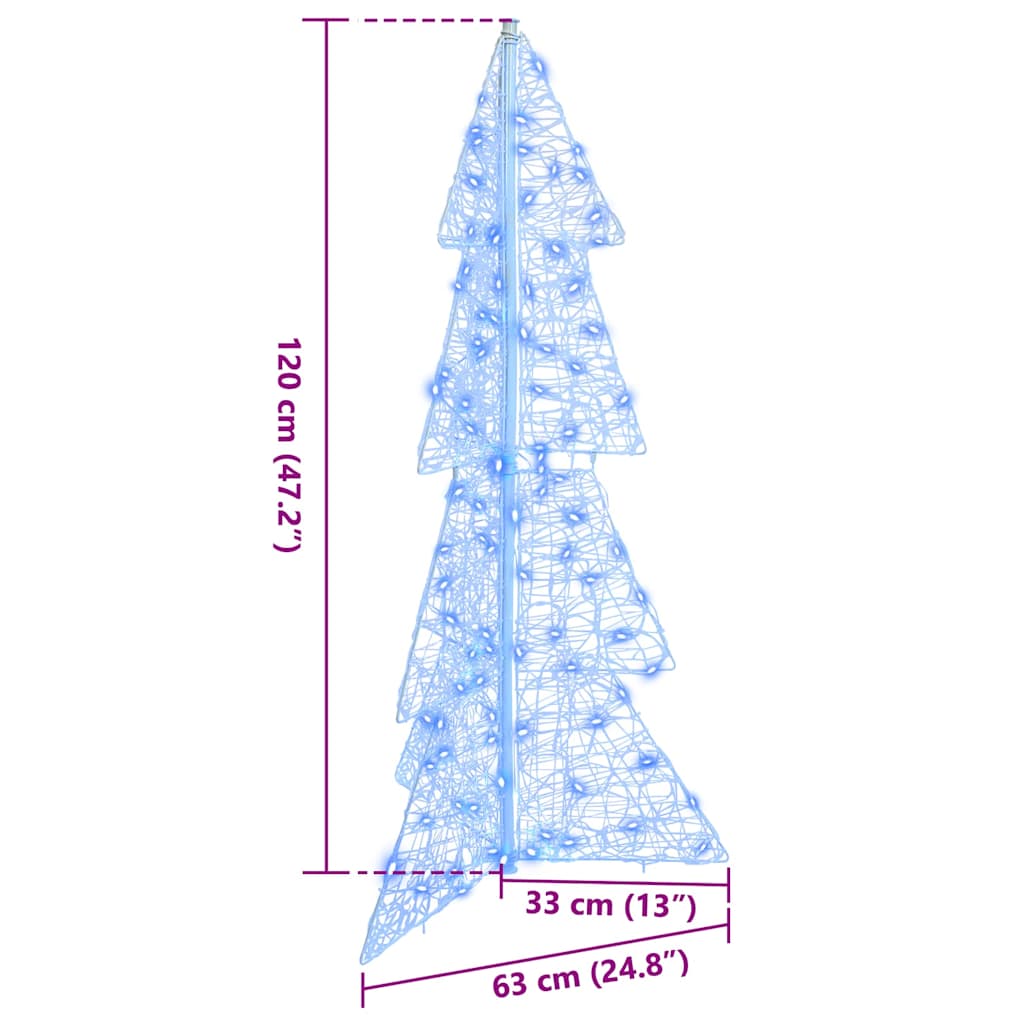 Weihnachtsbaum mit 100 LEDs Blau 120 cm Acryl