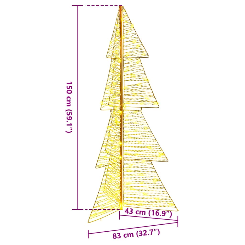 Weihnachtsbaum mit 160 LEDs Warmes Weiß 150 cm PET