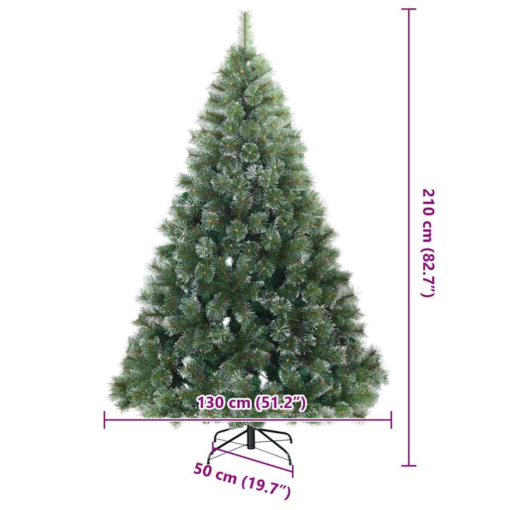 Künstlicher Scharnier-Weihnachtsbaum schneebedeckt Grün 210 cm
