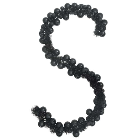 Ghirlanda di palline di Natale, nera, 186 cm, polistirolo