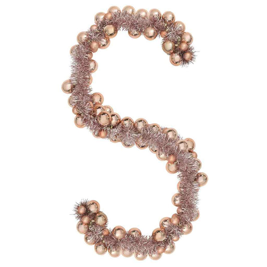 Ghirlanda di palline di Natale in oro rosa, 186 cm, polistirolo