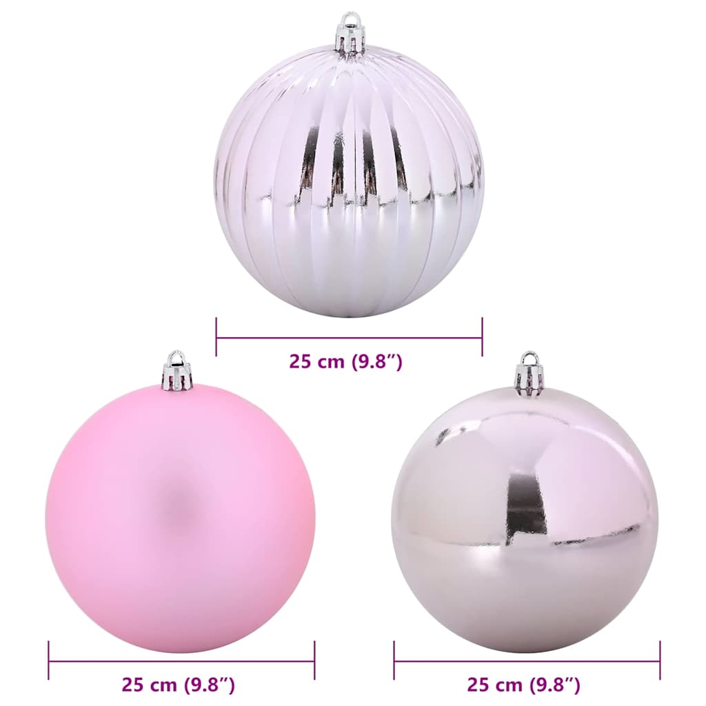 Weihnachtskugel-Set 3 pcs Rosa Kunststoff