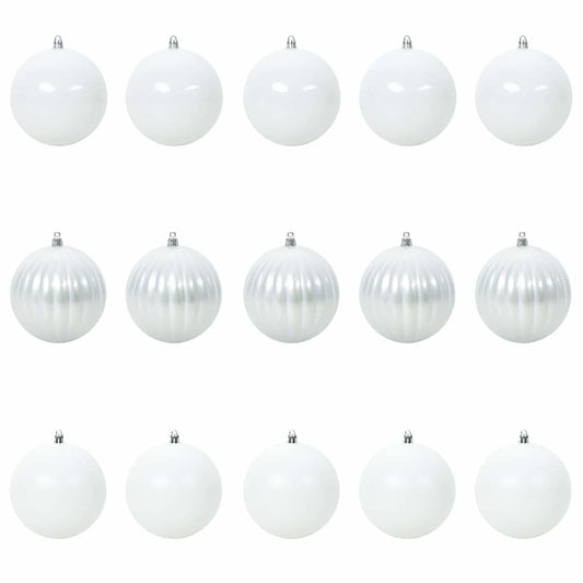 Weihnachtskugel-Set 15 pcs Weiß Kunststoff