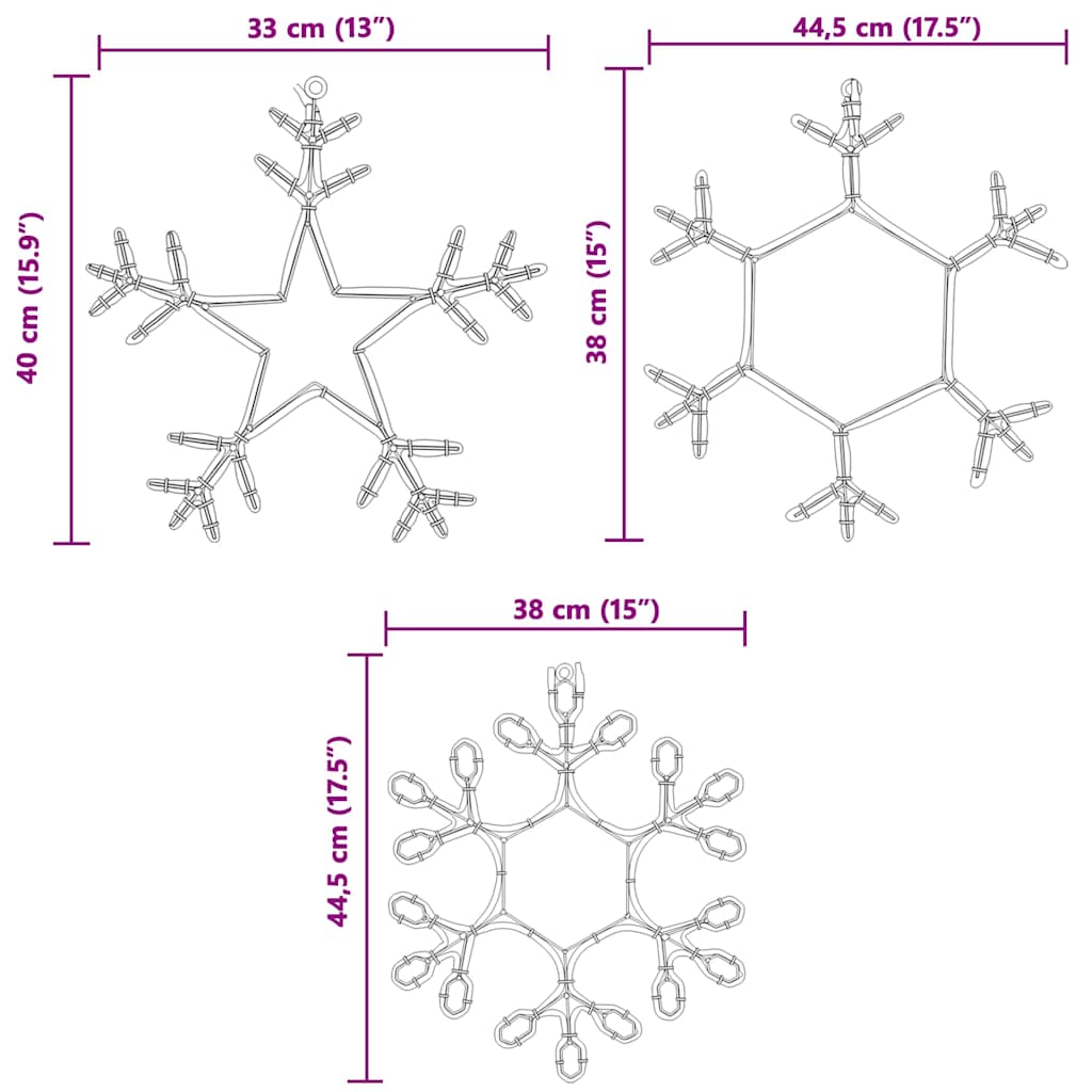 Weihnachts-Schneeflocke mit 252 LEDs Warmes Weiß 45 x 38 cm PVC