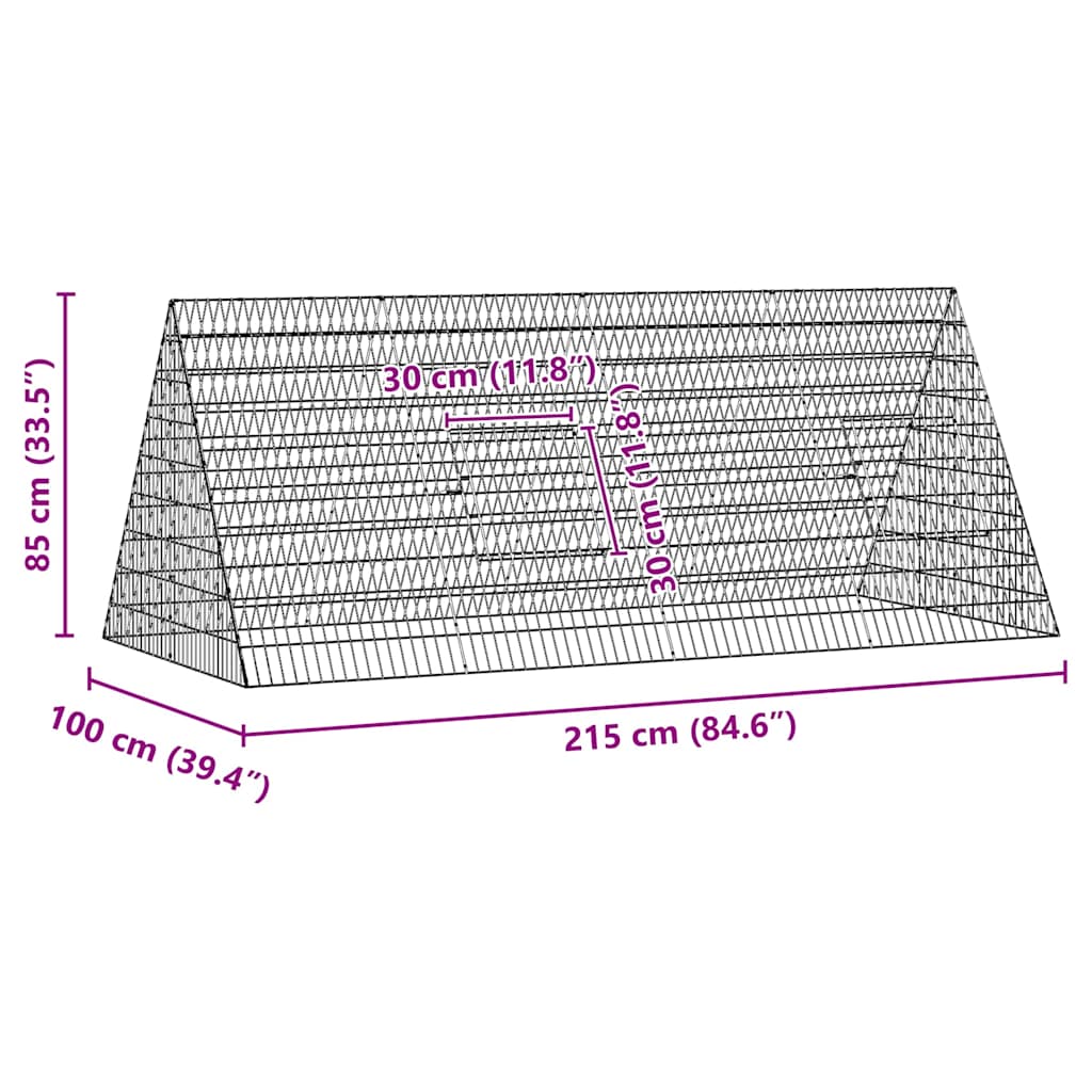Hasenkäfig Silber 215 x 100 x 85 cm Verzinkter Stahl