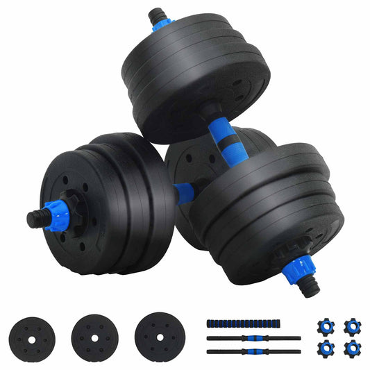 2-in-1 Kurzhantel Langhantel Set 30kg Schwarz und Blau