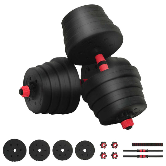 2-in-1 Kurzhantel Langhantel Set 30kg Schwarz und Rot