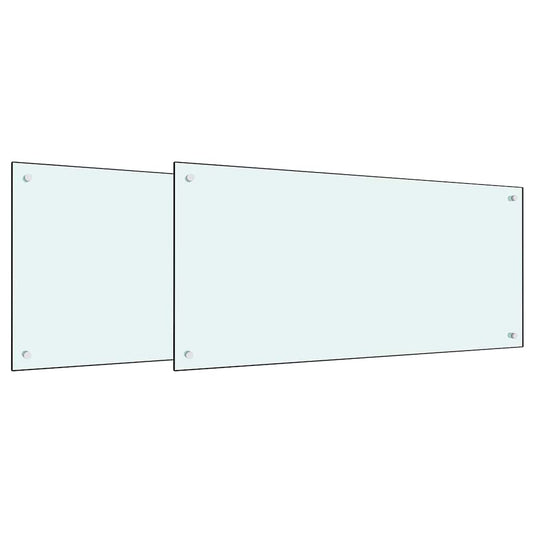 Küchenrückwand 2 pcs Weiß 100 x 50 cm Gehärtetes Glas