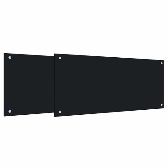 Küchenrückwand 2 pcs Schwarz 90 x 40 cm Gehärtetes Glas
