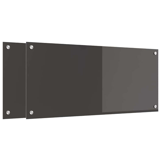 Küchenrückwand 2 pcs Dunkelgrau 90 x 40 cm Gehärtetes Glas