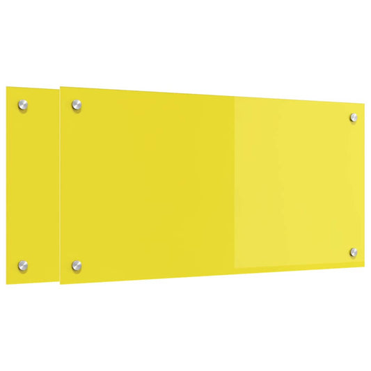 Küchenrückwand 2 pcs Gelb 80 x 40 cm Gehärtetes Glas