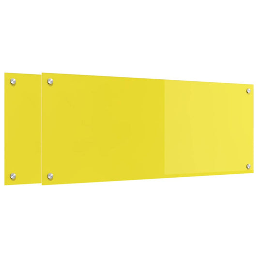 Küchenrückwand 2 pcs Gelb 100 x 40 cm Gehärtetes Glas