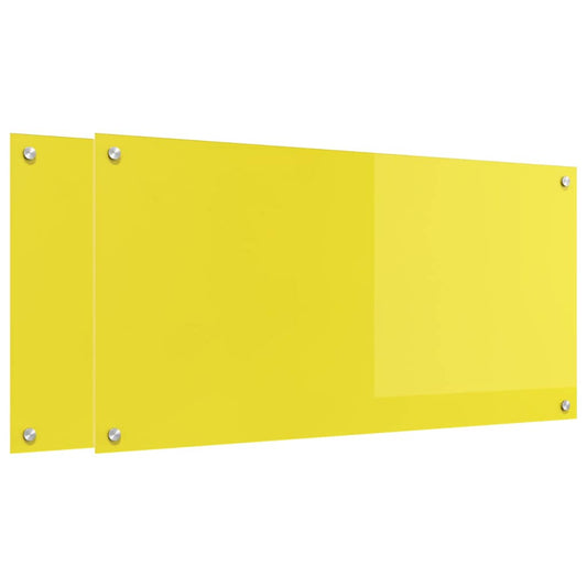 Küchenrückwand 2 pcs Gelb 100 x 50 cm Gehärtetes Glas