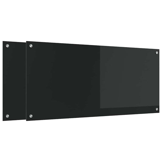 Küchenrückwand 2 pcs Schwarz 110 x 50 cm Gehärtetes Glas