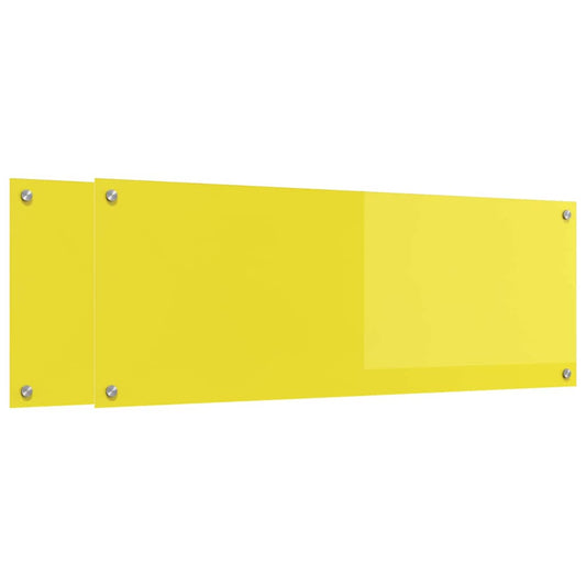 Küchenrückwand 2 pcs Gelb 110 x 40 cm Gehärtetes Glas