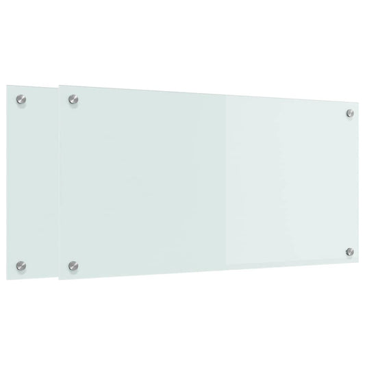 Küchenrückwand 2 pcs Weiß 80 x 40 cm Gehärtetes Glas