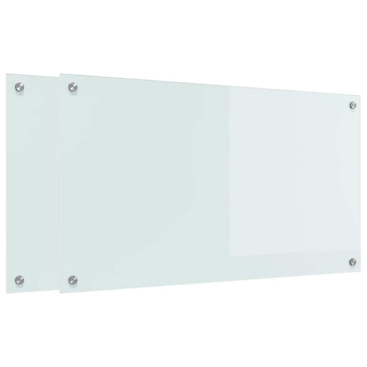 Küchenrückwand 2 pcs Weiß 90 x 50 cm Gehärtetes Glas
