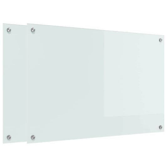 Küchenrückwand 2 pcs Weiß 90 x 60 cm Gehärtetes Glas