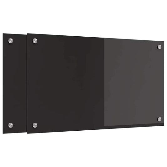 Küchenrückwand 2 pcs Schwarz 70 x 40 cm Gehärtetes Glas