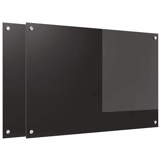 Küchenrückwand 2 pcs Schwarz 90 x 60 cm Gehärtetes Glas