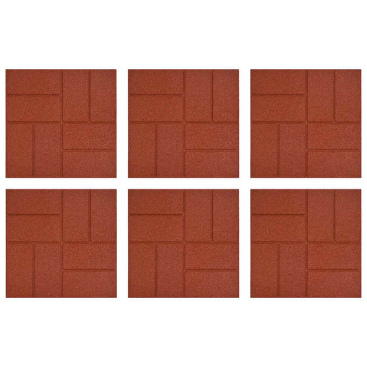 Gehwegstein 6 pcs Rot 40,5 x 40,5 x 2 cm Gummi