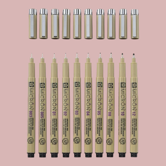 Sakura Pigma Micron Fineliner Set, 10 Stück